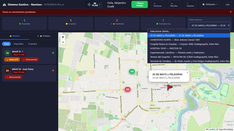 Clientes precargados para cargar pedidos rápidamente